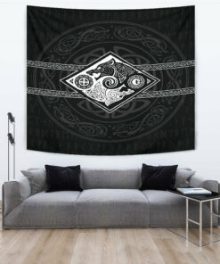 Vikings Tapestry The Wolves Skoll And Hati for Wall Décor