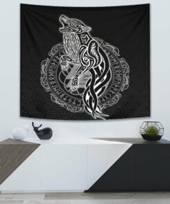 Vikings Victory or Valhalla Skull With Crossed Axe Tapestry for Wall Décor
