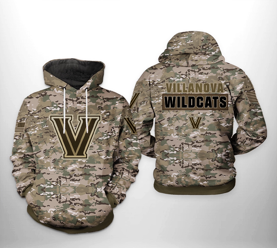 Villanova Wildcats Ncaa Camo Veteran 3D All Over Print Hoodie Zip Hoodie Gifts For Fans