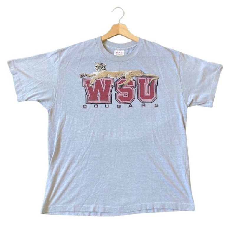 Vintage 1987 NCAA Washington State University Cougars Graphic Screen Print T-Shirt