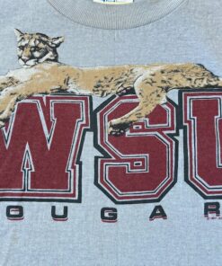 Vintage 1987 NCAA Washington State University Cougars Graphic Screen Print T-Shirt