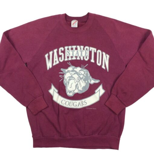 Vintage 1988 Washington State Cougars Crewneck Sweatshirt, WSU Sweatshirt Gifts for Fans, Washington State Cougar Sweatshirts