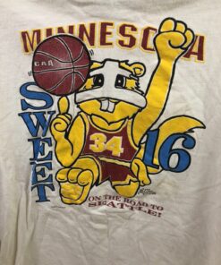 Vintage 1989 Minnesota Golden Gophers Basketball Single Stitch Tshirt Full Size, Minnesota Gophers University Football Fan Shirt