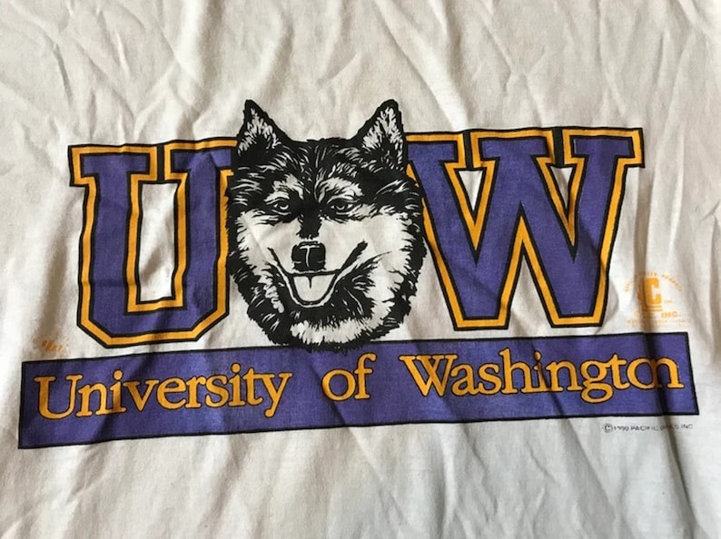 Vintage 1990 University of Washington Huskies Jerzees T-Shirt, Vintage 90s Sweatshirt, Gift For Her, Gift For Him