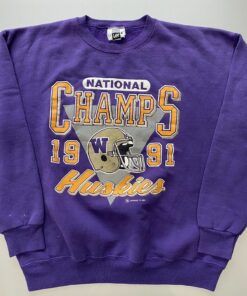 Vintage 1991 Washington Huskies Football Sweatshirt National Champs Sweater, UW Sweatshirt Gifts For Fans