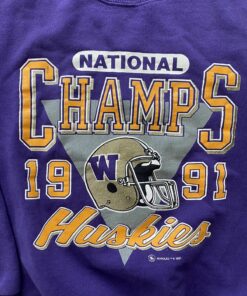 Vintage 1991 Washington Huskies Football Sweatshirt National Champs Sweater, UW Sweatshirt Gifts For Fans