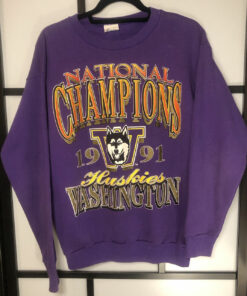 Vintage 1991 Washington Huskies Football Sweatshirt National Champs Sweater, UW Sweatshirt Gifts For NCAA Fans