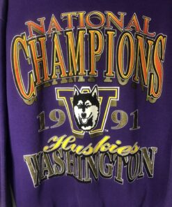 Vintage 1991 Washington Huskies Football Sweatshirt National Champs Sweater, UW Sweatshirt Gifts For NCAA Fans