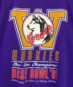 Vintage 1991 Washington Huskies Sweatshirt NCAA University of Washington Jumper Pullover Sweater Rose Bowl’91