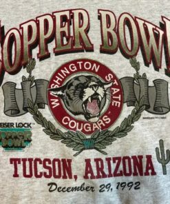 Vintage 1992 NCAA University Of Washington Cougars Copper Bowl Screen Print Crewneck Sweatshirt, Vintage 90s Shirt