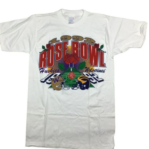 Vintage 1992 Washington Huskies Michigan Wolverines Rose Bowl Single Stitch Tshirt, UW Sweatshirt Gifts For NCAA Fans
