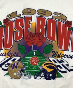 Vintage 1992 Washington Huskies Michigan Wolverines Rose Bowl Single Stitch Tshirt, UW Sweatshirt Gifts For NCAA Fans