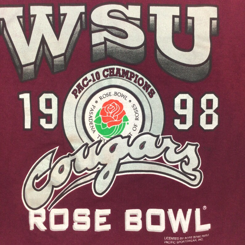 Vintage 1998 Washington State Rose Bowl T-Shirt, WSU Sweatshirt Gifts for Fans, Washington State Cougar Sweatshirts