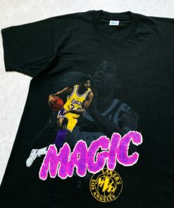 Vintage 90s BNA Magic Johnson Los Angeles Lakers T Shirt Hoodie Sweatshirt Full Size Full Color Gift for BNA Fans
