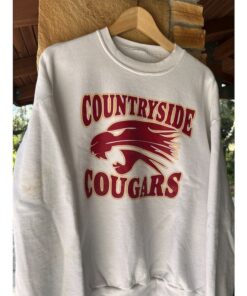 Vintage 90s Countryside Cougars School Sports Graphic Sweatshirt Reprinted Full Size