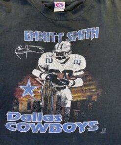 Vintage 90s Emmitt Smith Dallas Cowboys Player T Shirt Hoodie Sweatshirt Full Size Full Color Gift for NFL Fans