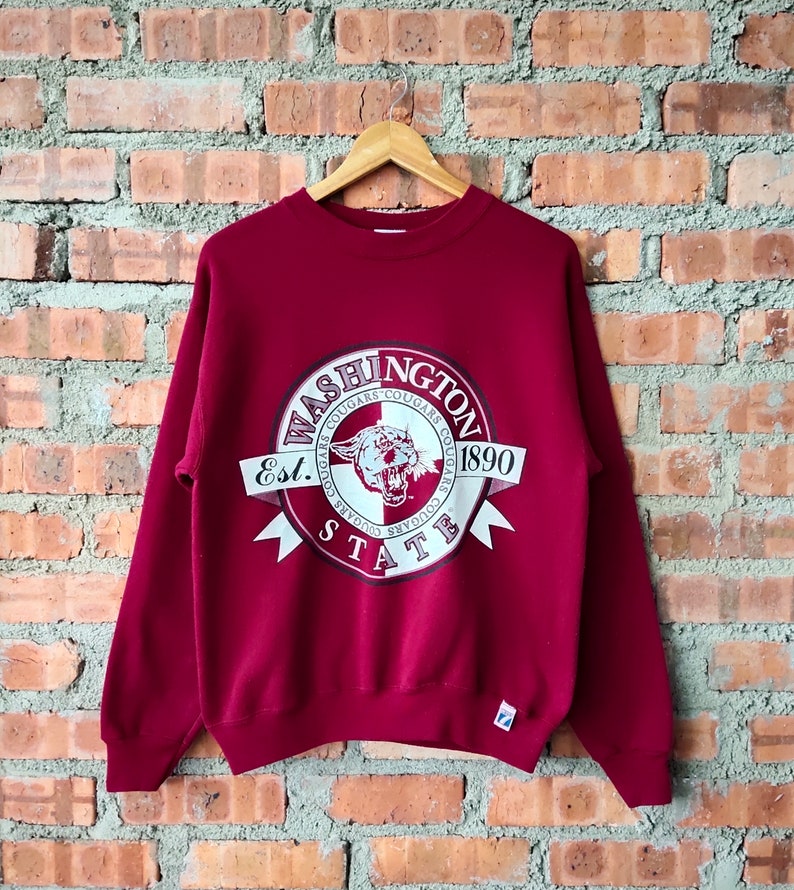Vintage 90s NCAA Washington State Cougars University By Logo 7 Sweatshirt Cougars Crewneck Cougars Pullover Printed Logo