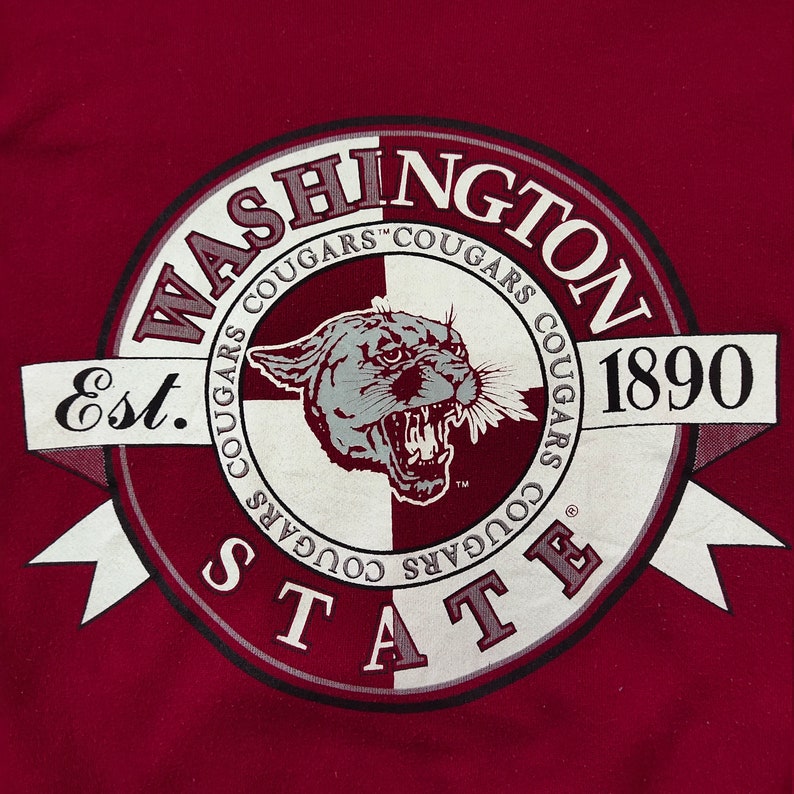 Vintage 90s NCAA Washington State Cougars University By Logo 7 Sweatshirt Cougars Crewneck Cougars Pullover Printed Logo