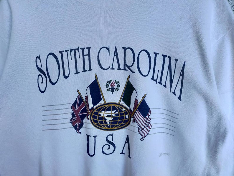 Vintage 90s South Carolina USA Crewneck Sweatshirt Big Print Pullover Sweatshirt. Hoodie, Shirt