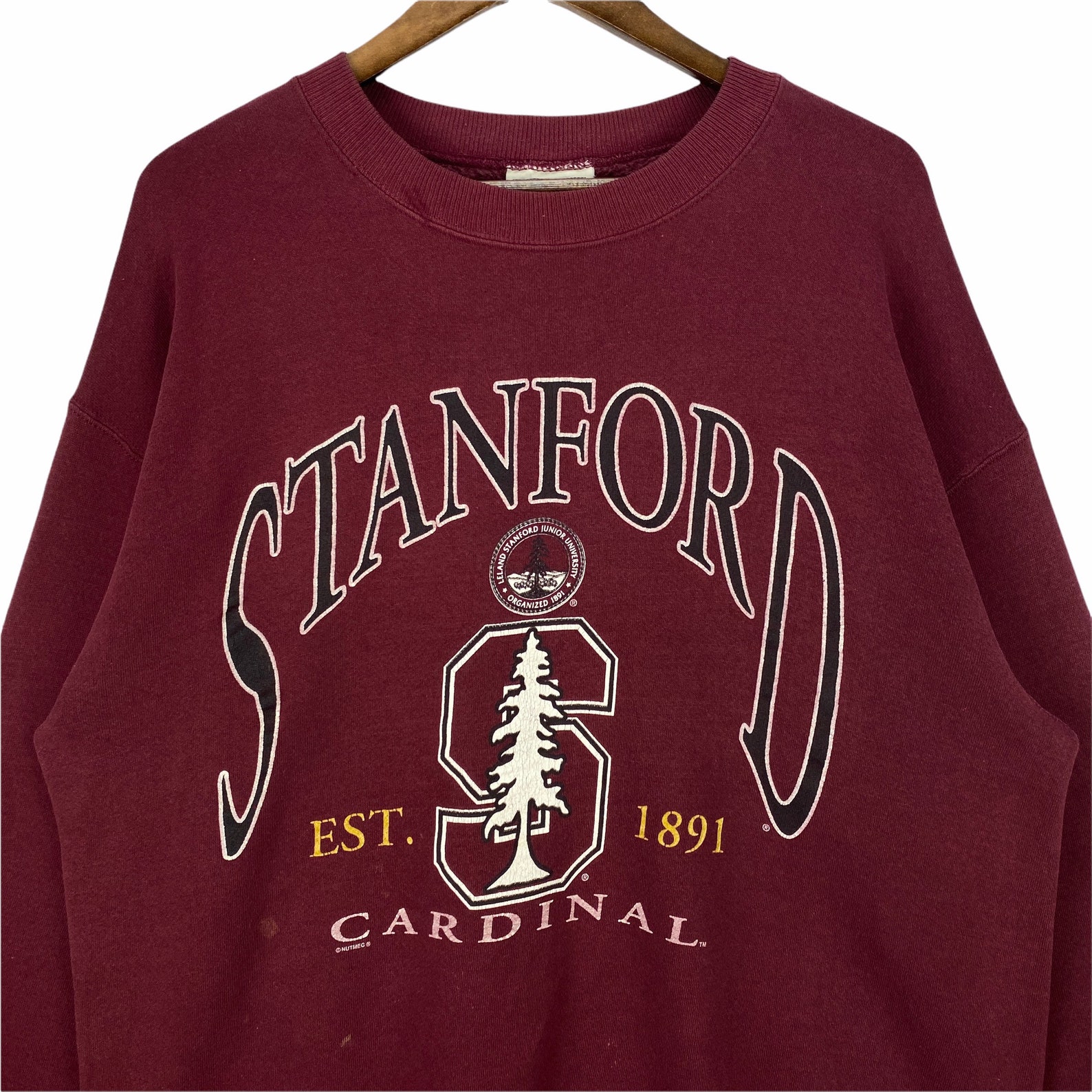 Vintage 90s Stanford University Cardinal Crewneck Sweatshirt Big Logo Pullover Jumper, Stanford Sweatshirt, Hoodie, Shirt Gifts for NCAA Fans