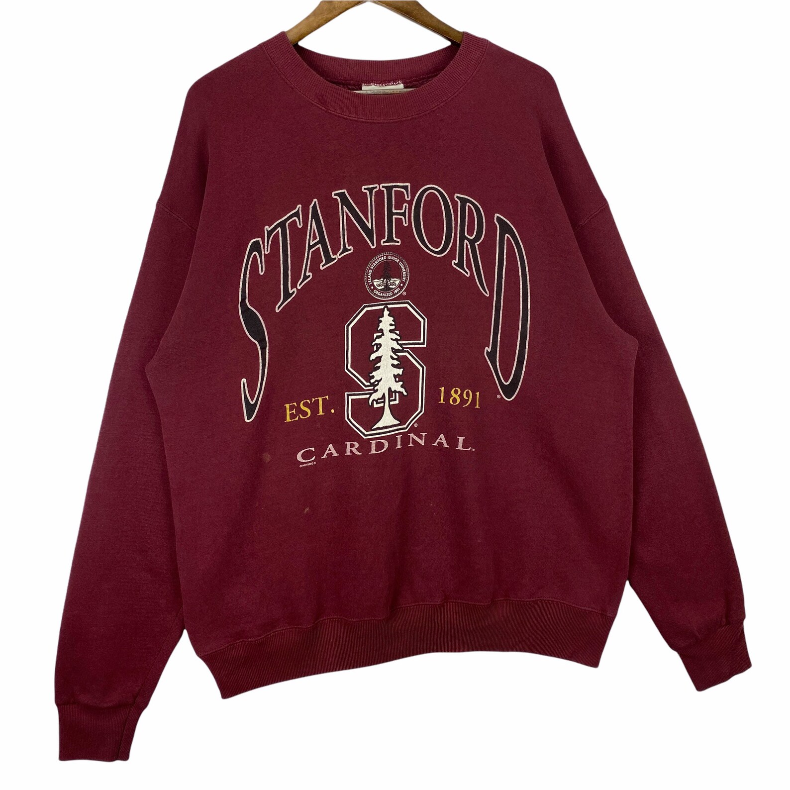 Vintage 90s Stanford University Cardinal Crewneck Sweatshirt Big Logo Pullover Jumper, Stanford Sweatshirt, Hoodie, Shirt Gifts for NCAA Fans
