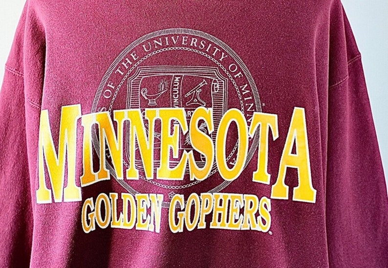 Vintage 90s University Of Minnesota Gophers Golden Sweatshirt, Gift For Her, Gift For Her