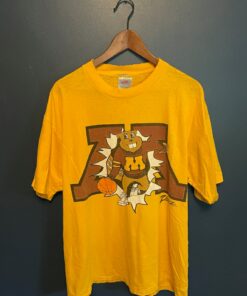 Vintage 90’s University Of Minnesota Zubaz Barn Stormers Goldy Gopher Basketball T Shirt