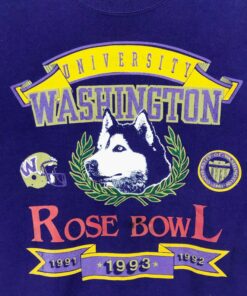 Vintage 90’s University Washington Rose Bowl Sweatshirt Spellout Big Logo Pullover, UW Sweatshirt Gifts For NCAA Fans