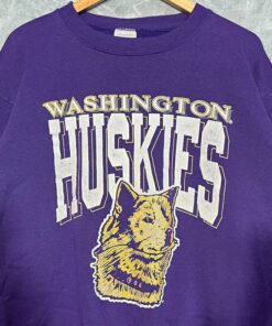 Vintage 90s University of Washington Huskies Crewneck Sweatshirt Print Logo, UW Sweatshirt Gifts For NCAA Fans