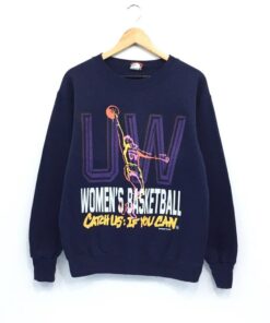 Vintage 90's Washington Huskies Sweatshirt, 1993 Women'S Basketball University of Washington Nba Pullover NCAA Sweatshirt