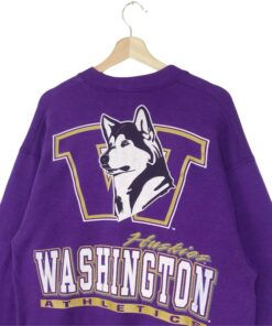 Vintage 90’s Washington Huskies Sweatshirt Crewneck Athletic Team By University of Washington Pullover Sweatshirt