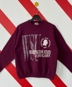 Vintage 90s Washington State Cougars Sweatshirt Cougars Crewneck University Washington Sweater Washington Cougars Print Logo
