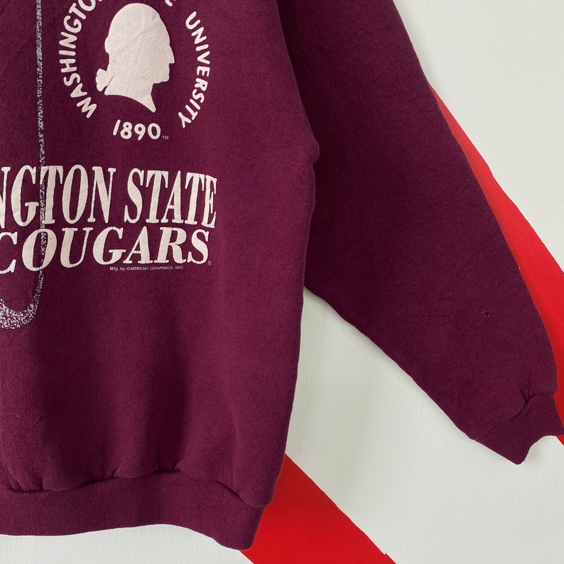 Vintage 90s Washington State Cougars Sweatshirt Cougars Crewneck University Washington Sweater Washington Cougars Print Logo