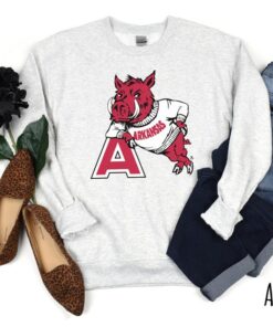 Vintage Arkansas Razorback Sweatshirt, Throwback Razorback Sweatshirt, Arkansas Football Sweater, Arkansas Razorback Crewneck, Woo Pig Shirt