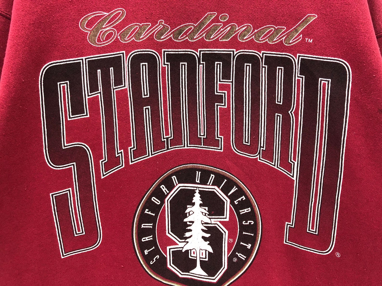 Vintage Cardinal Stanford Football Team Big Logo Sweatshirt Cardinal Stanford University College NCAA Sweater Jumper Crewneck