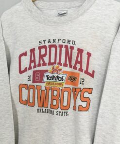 Vintage Cardinals Vs Cowboys Football Sweatshirt Stanford Oklahoma State NCAA Jumper Fiesta Bowl Football Sweater