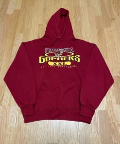 Vintage Chalk Line University Of Minnesota Golden Gophers Maroon Cotton Polyester Blend Pull Over Hoodie Sweatshirt