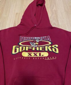 Vintage Chalk Line University Of Minnesota Golden Gophers Maroon Cotton Polyester Blend Pull Over Hoodie Sweatshirt