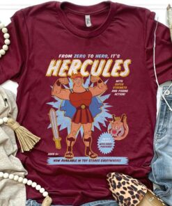 Vintage Disney Hercules Action Figure Poster Shirt, Disneyland Vacation Holiday, Unisex T-shirt Family Birthday Gift Adult Kid Toddler Tee