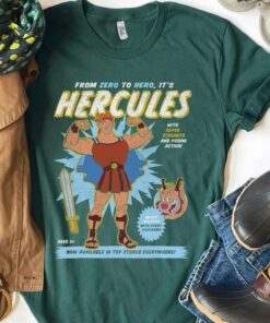 Vintage Disney Hercules Action Figure Poster Shirt, Disneyland Vacation Holiday, Unisex T-shirt Family Birthday Gift Adult Kid Toddler Tee