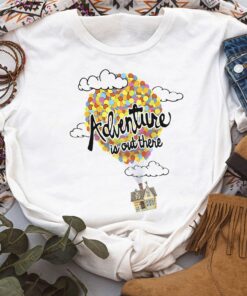 Vintage Disney Pixar Up Adventure House Balloon Graphic T-Shirt, Adventure is Out There, Disney Trip Tee, Disneyland Family Vacation Gift Gift For Men Women Kid Hoodie Sweatshirt Toddler Shirt