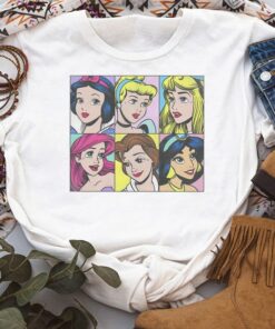 Vintage Disney Princess Characters Pop Art Portraits Box Up Shirt, Magic Kingdom, Unisex T-shirt Family Birthday Gift Adult Kid Toddler Tee
