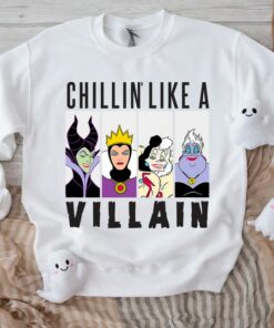 Vintage Disney Villains Ursula Evil Queen Cruella Maleficent Chillin Lika A Villain Shirt, Disneyland Family 2022 Gift Unisex T-shirt Kid