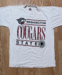 Vintage Men T-Shirt WSU Cougars Washington State Short Sleeve, WSU Sweatshirt Gifts for Fans, Washington State Cougar Sweatshirts