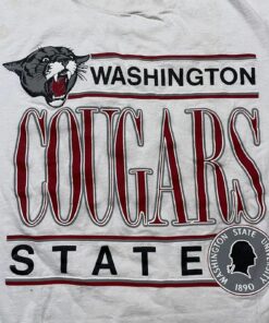 Vintage Men T-Shirt WSU Cougars Washington State Short Sleeve, WSU Sweatshirt Gifts for Fans, Washington State Cougar Sweatshirts