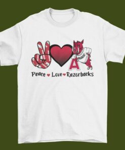 Vintage NCAA Arkansas Razorbacks Peace Love Shirt, Arkansas State Shirt, University of Arkansas Shirt, College Shirt, Football Sweatshirt, Hoodie Full Size