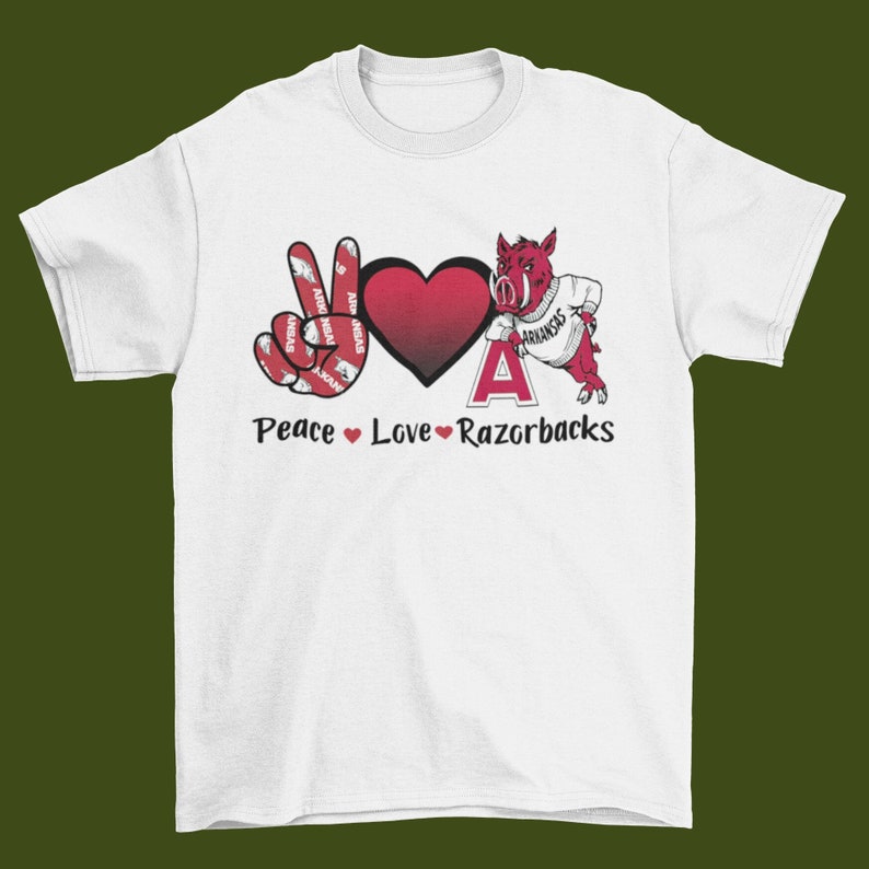 Vintage NCAA Arkansas Razorbacks Peace Love Shirt, Arkansas State Shirt, University of Arkansas Shirt, College Shirt, Football Sweatshirt, Hoodie Full Size