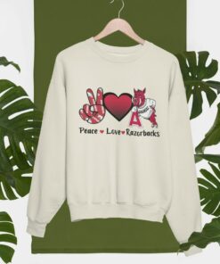 Vintage NCAA Arkansas Razorbacks Peace Love Shirt, Arkansas State Shirt, University of Arkansas Shirt, College Shirt, Football Sweatshirt, Hoodie Full Size