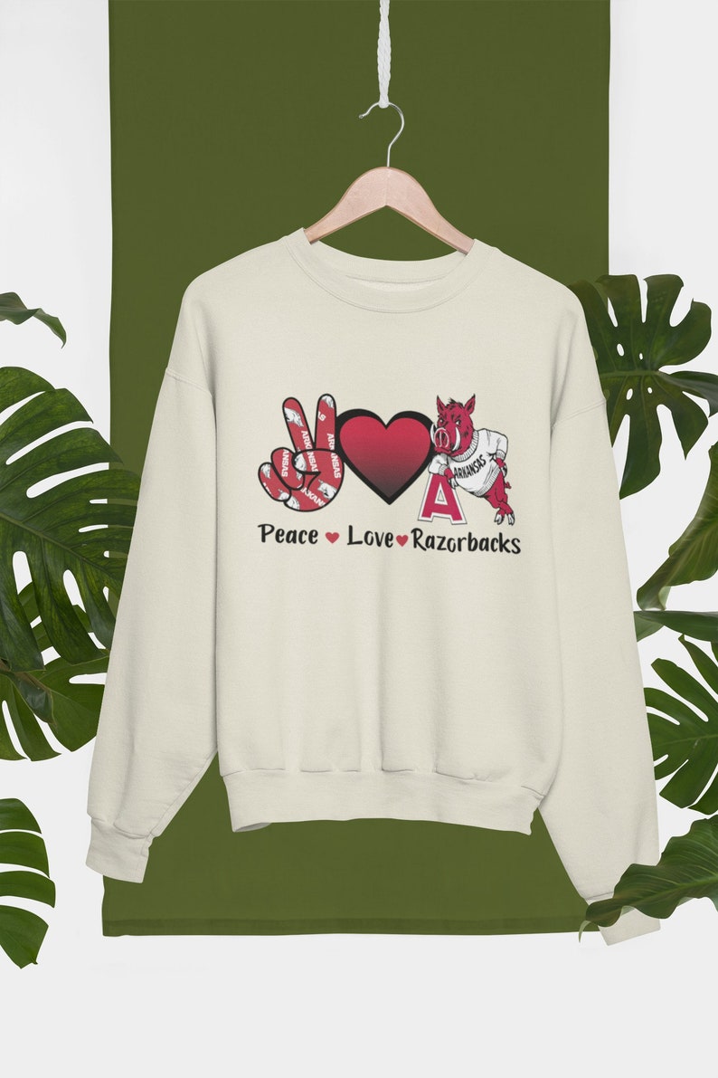 Vintage NCAA Arkansas Razorbacks Peace Love Shirt, Arkansas State Shirt, University of Arkansas Shirt, College Shirt, Football Sweatshirt, Hoodie Full Size