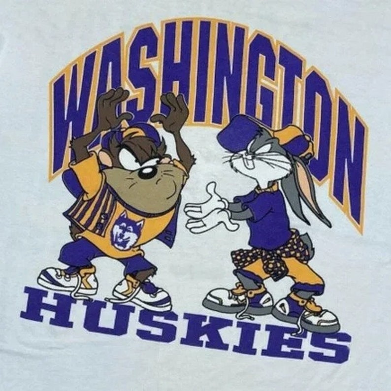Vintage NCAA Washington Huskies Looney Tunes T-Shirt, University of Washington, Washington Huskies Sweatshirt, NCAA Shirt, Vintage Shirt